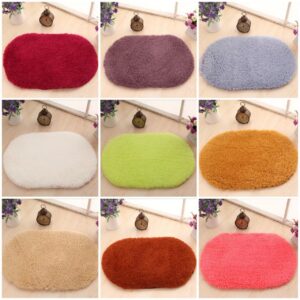 พรมเช็ดเท้า วงรี ผ้าเช็ดเท้า ขนาด60X40 cm คละสี 100/ชิ้น พรมขนนุ่มเกาหลี พรมปูพื้น ทอหนาแน่น สีไม่ตก มียางกันลื่น พรม เมมโมรี่โฟม ดูดซับได้ดี กันลื่น พรมปูพื้น