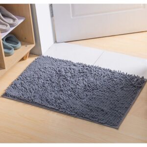 พรมเช็ดเท้า ไมโครไฟเบอร์ พรมเช็ดเท้าตัวหนอน ขนาด 37*58 สีเทา