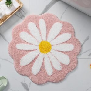 พรมเช็ดเท้าลายดอกไม้ สีชมพู